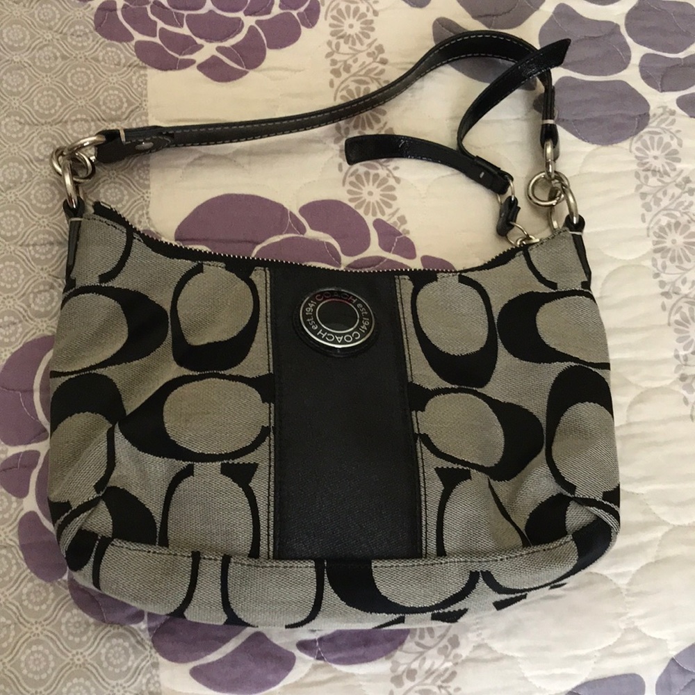 Coach small black and white purse